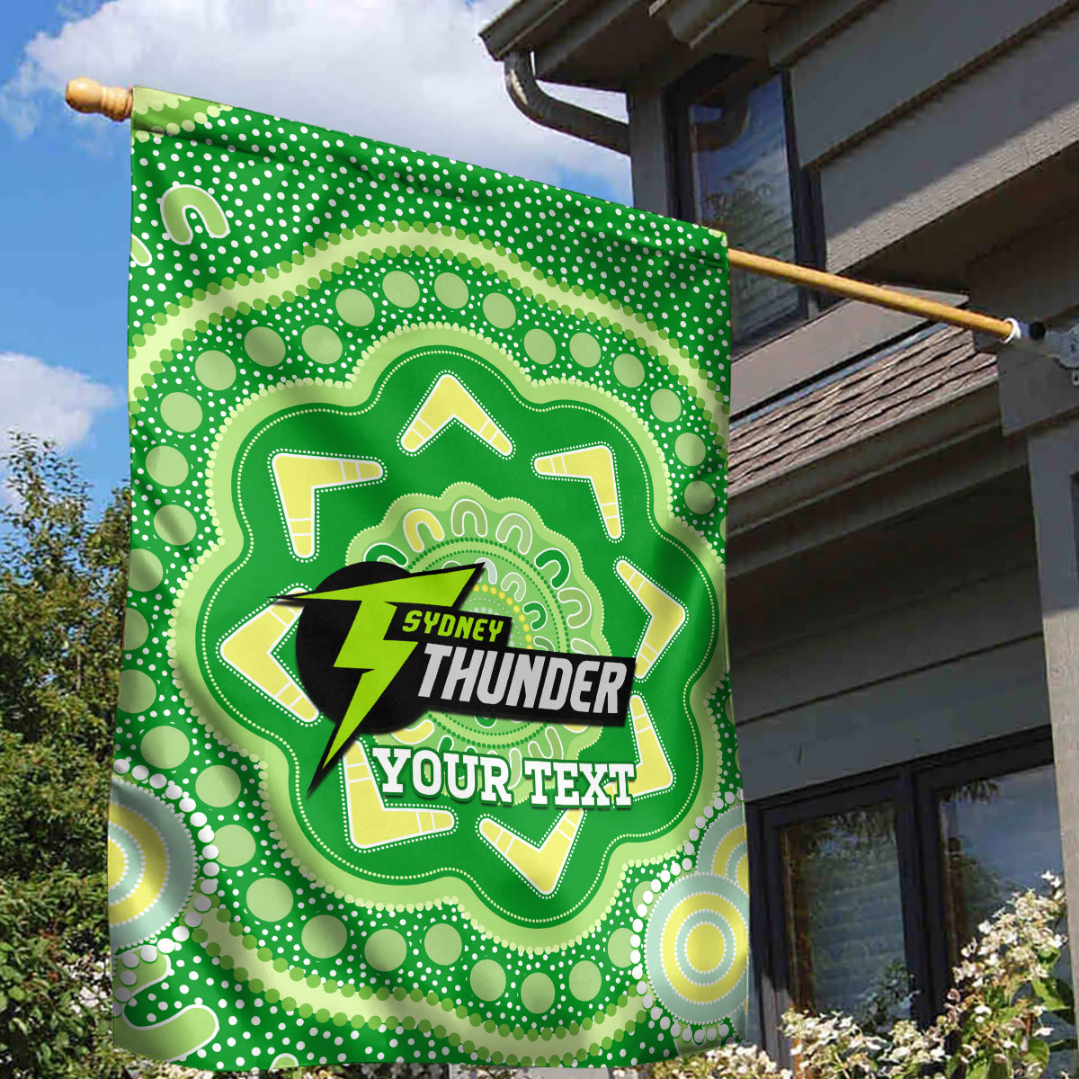 Custom BBL Thunder Cricket Garden Flag 2024 Aboriginal Art