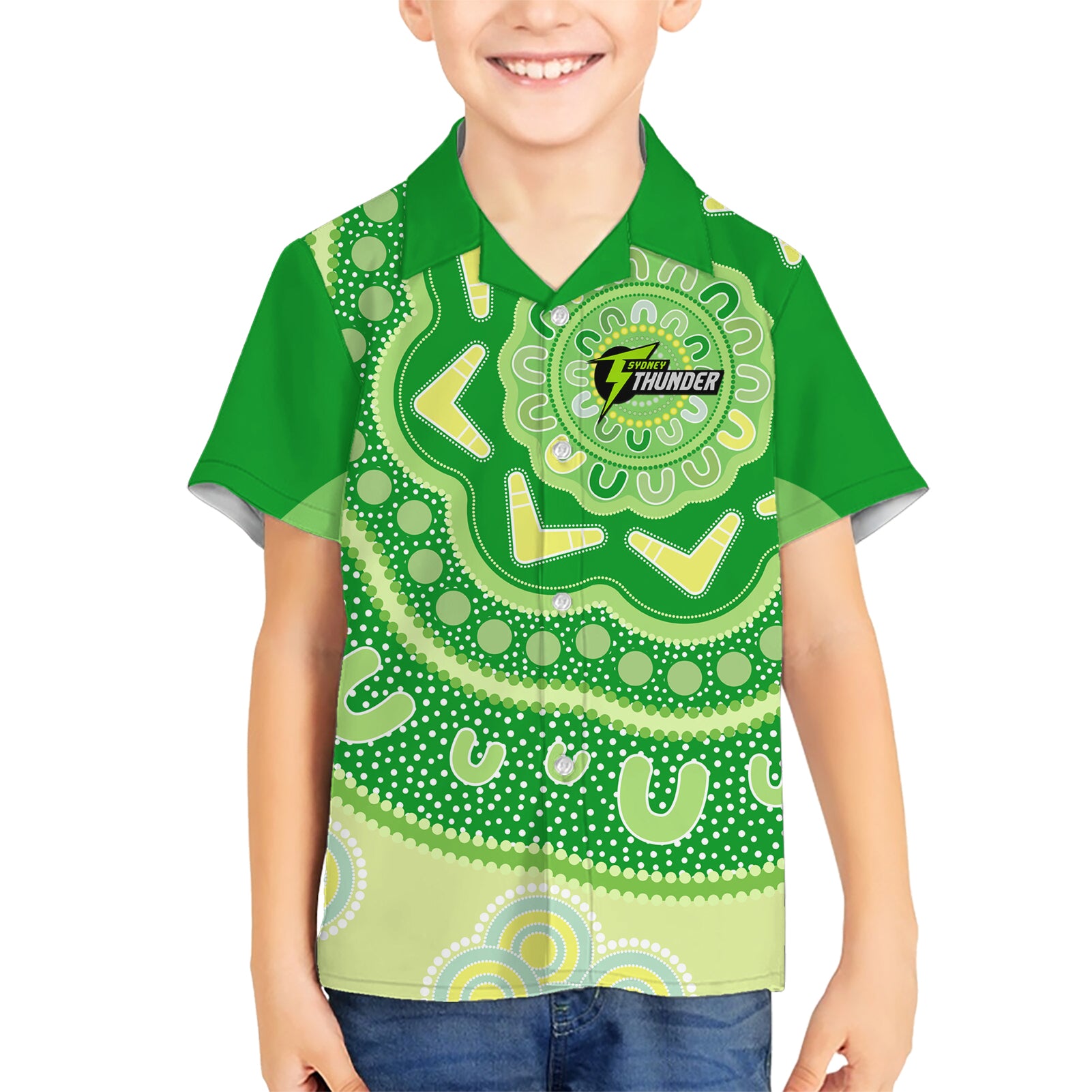 Custom BBL Thunder Cricket Hawaiian Shirt 2024 Aboriginal Art