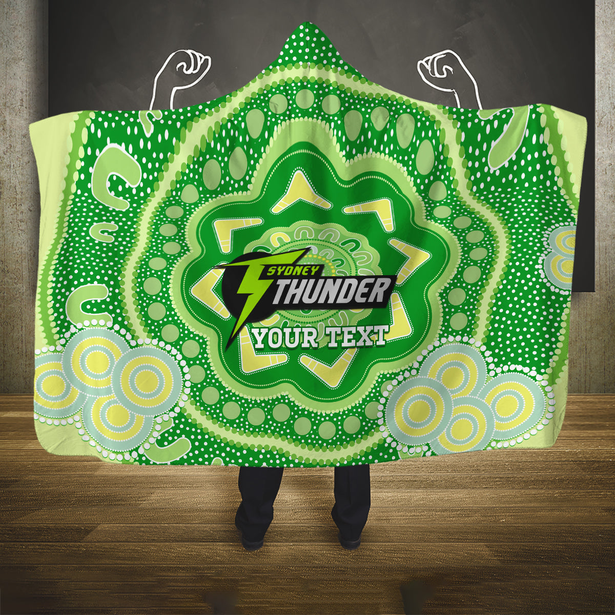 Custom BBL Thunder Cricket Hooded Blanket 2024 Aboriginal Art