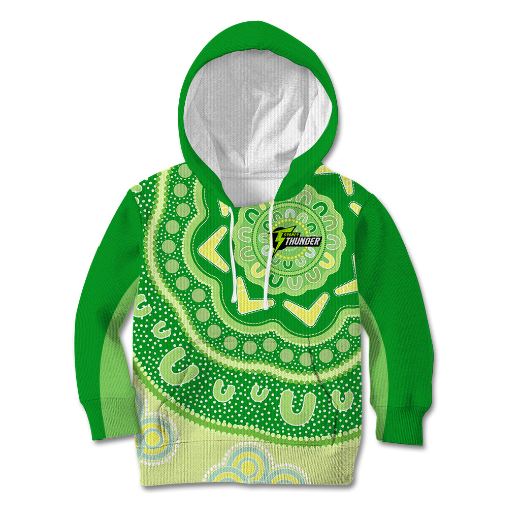 Custom BBL Thunder Cricket Kid Hoodie 2024 Aboriginal Art