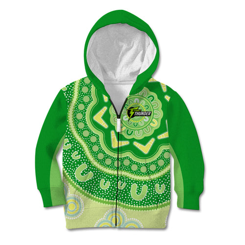 Custom BBL Thunder Cricket Kid Hoodie 2024 Aboriginal Art