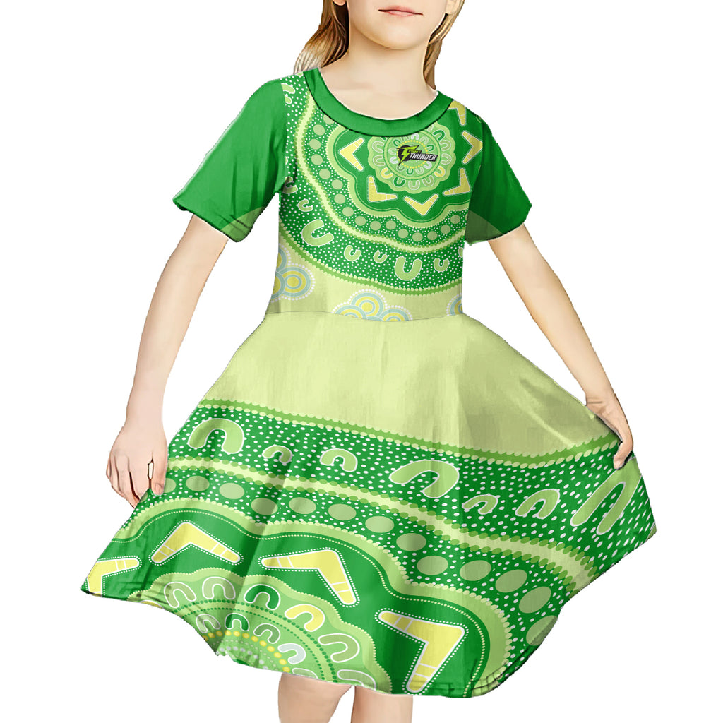 Custom BBL Thunder Cricket Kid Short Sleeve Dress 2024 Aboriginal Art