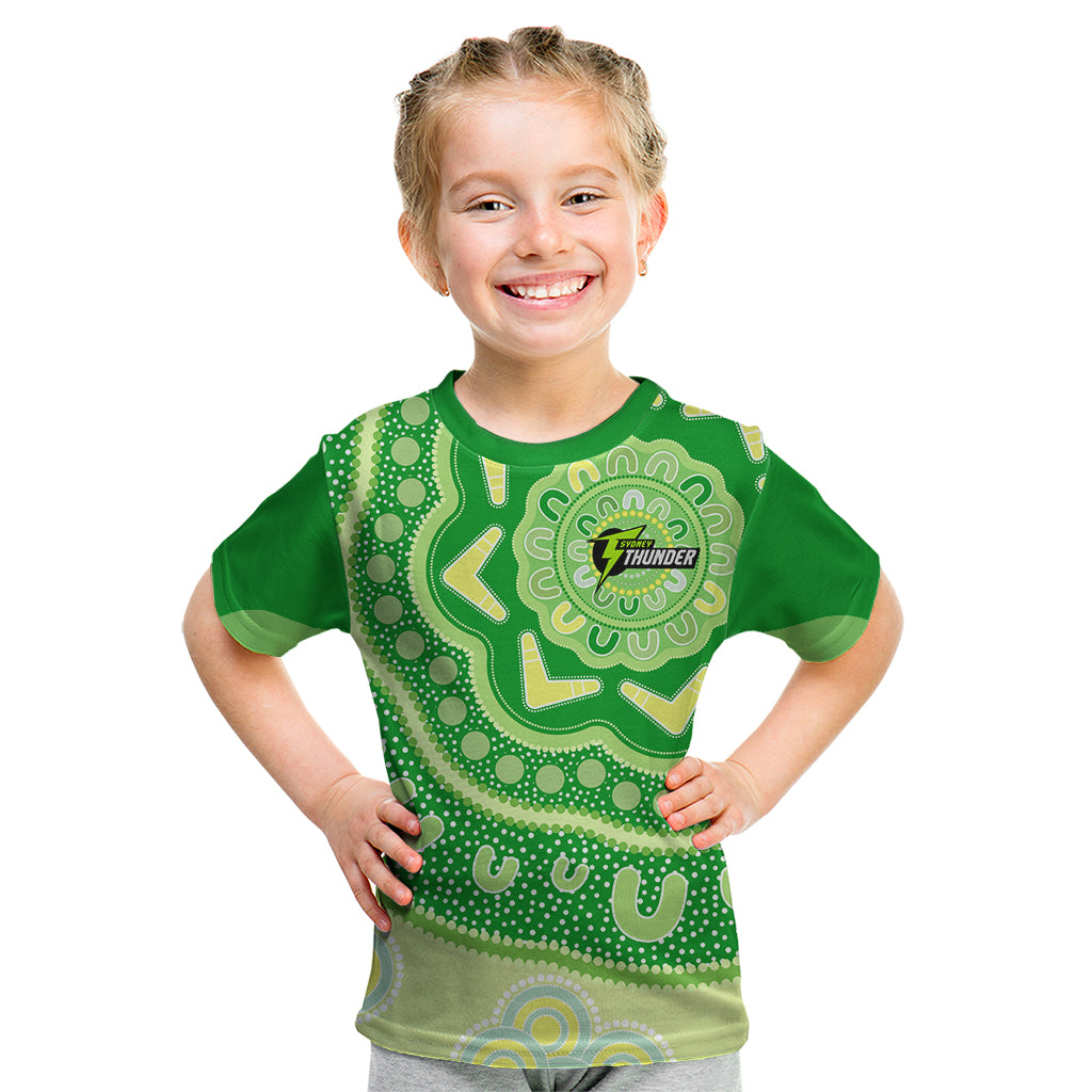 Custom BBL Thunder Cricket Kid T Shirt 2024 Aboriginal Art