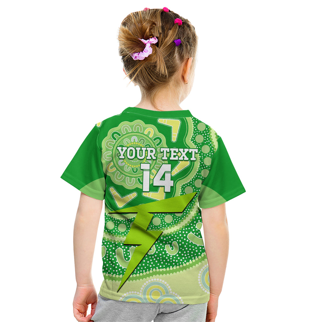 Custom BBL Thunder Cricket Kid T Shirt 2024 Aboriginal Art