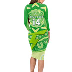 Custom BBL Thunder Cricket Long Sleeve Bodycon Dress 2024 Aboriginal Art