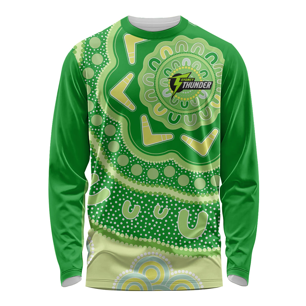 Custom BBL Thunder Cricket Long Sleeve Shirt 2024 Aboriginal Art