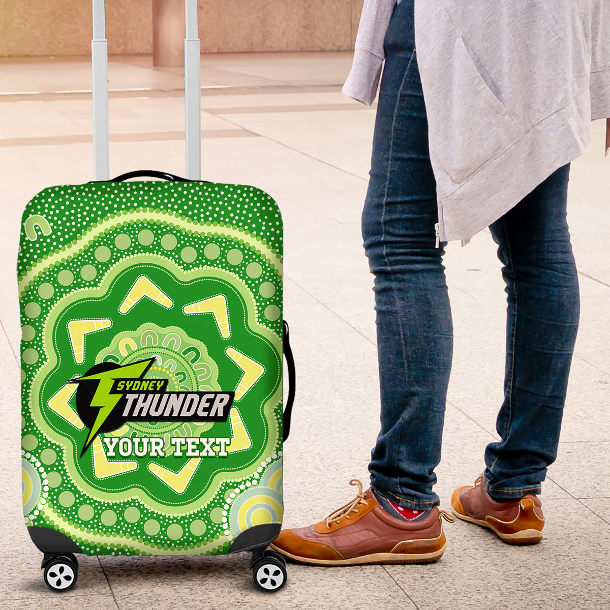 Custom BBL Thunder Cricket Luggage Cover 2024 Aboriginal Art