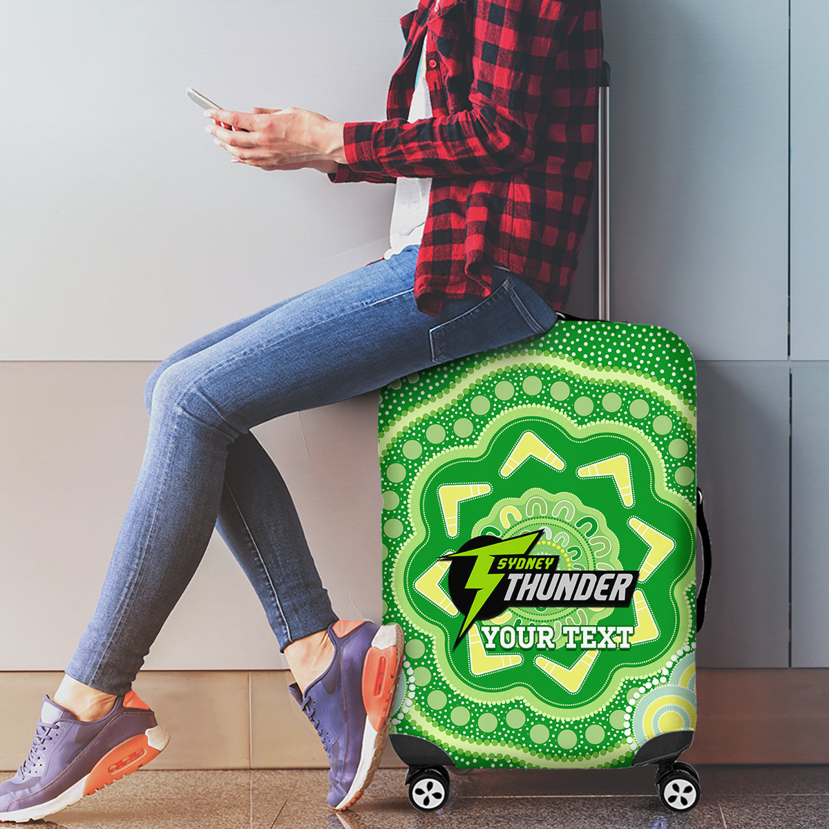 Custom BBL Thunder Cricket Luggage Cover 2024 Aboriginal Art
