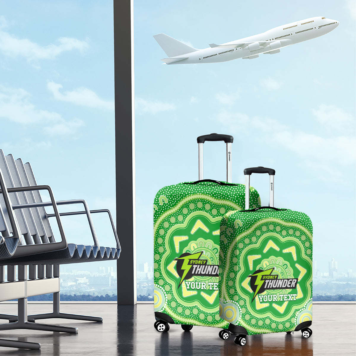 Custom BBL Thunder Cricket Luggage Cover 2024 Aboriginal Art