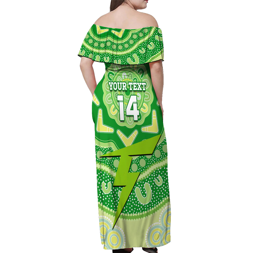 Custom BBL Thunder Cricket Off Shoulder Maxi Dress 2024 Aboriginal Art