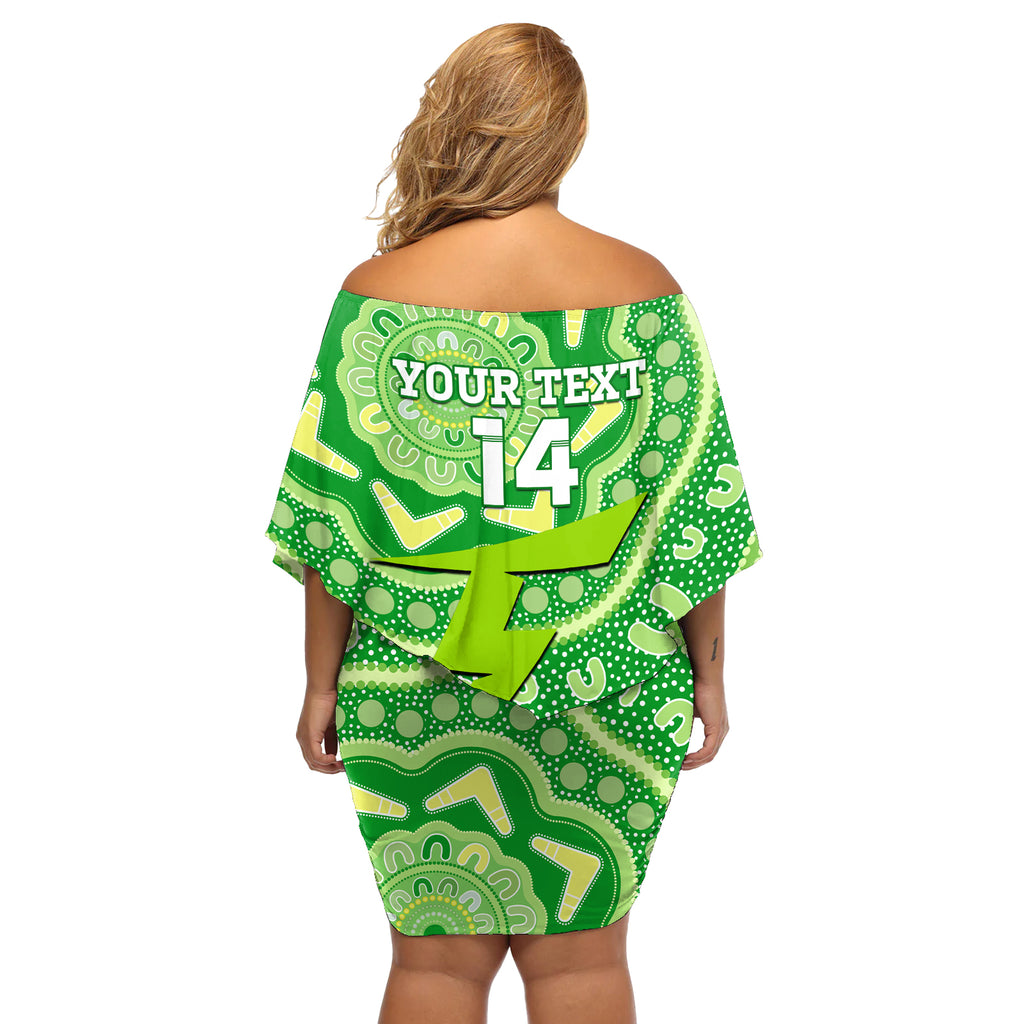Custom BBL Thunder Cricket Off Shoulder Short Dress 2024 Aboriginal Art
