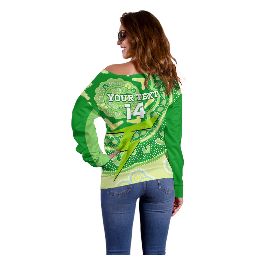 Custom BBL Thunder Cricket Off Shoulder Sweater 2024 Aboriginal Art
