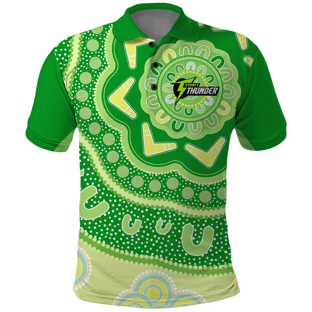 Custom BBL Thunder Cricket Polo Shirt 2024 Aboriginal Art