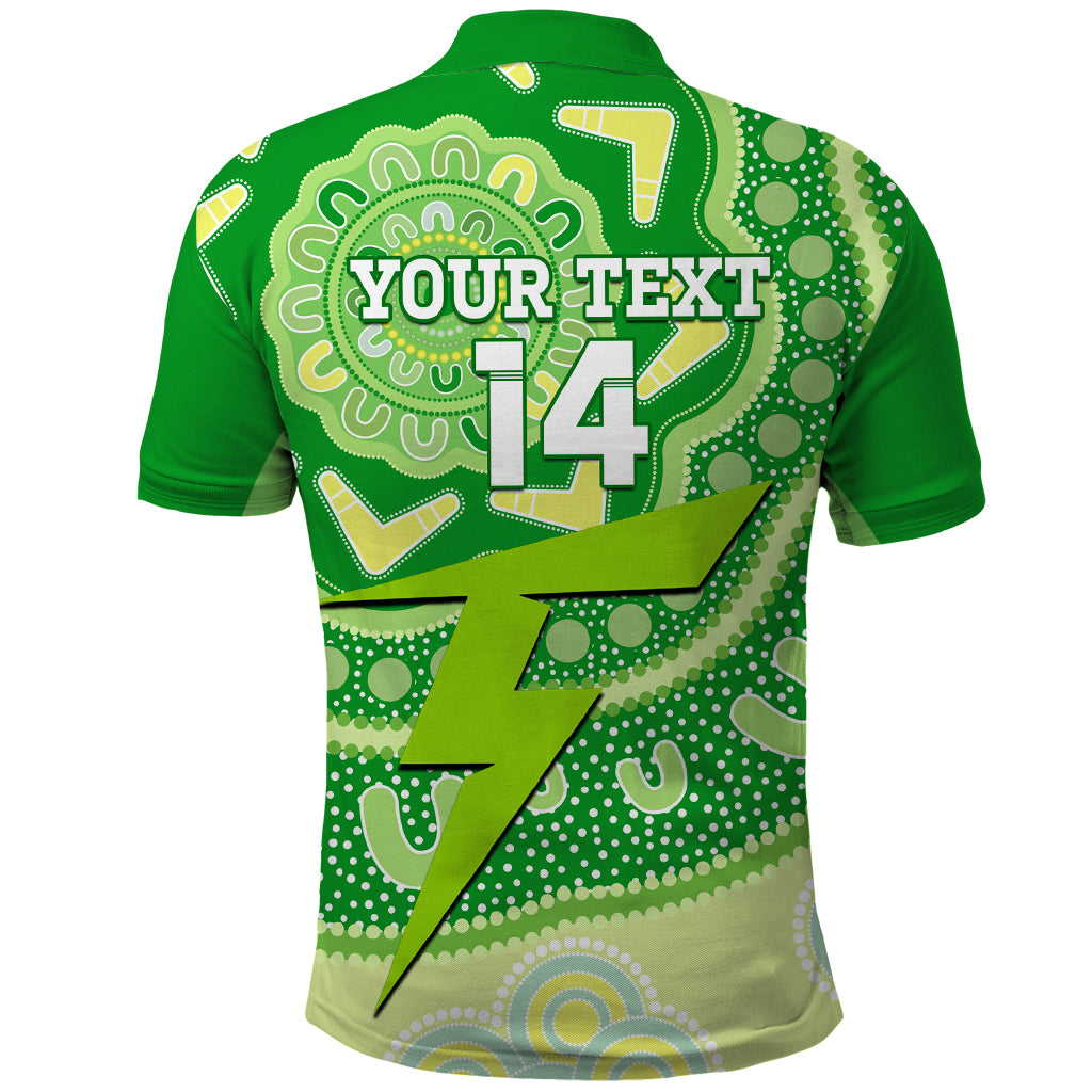 Custom BBL Thunder Cricket Polo Shirt 2024 Aboriginal Art