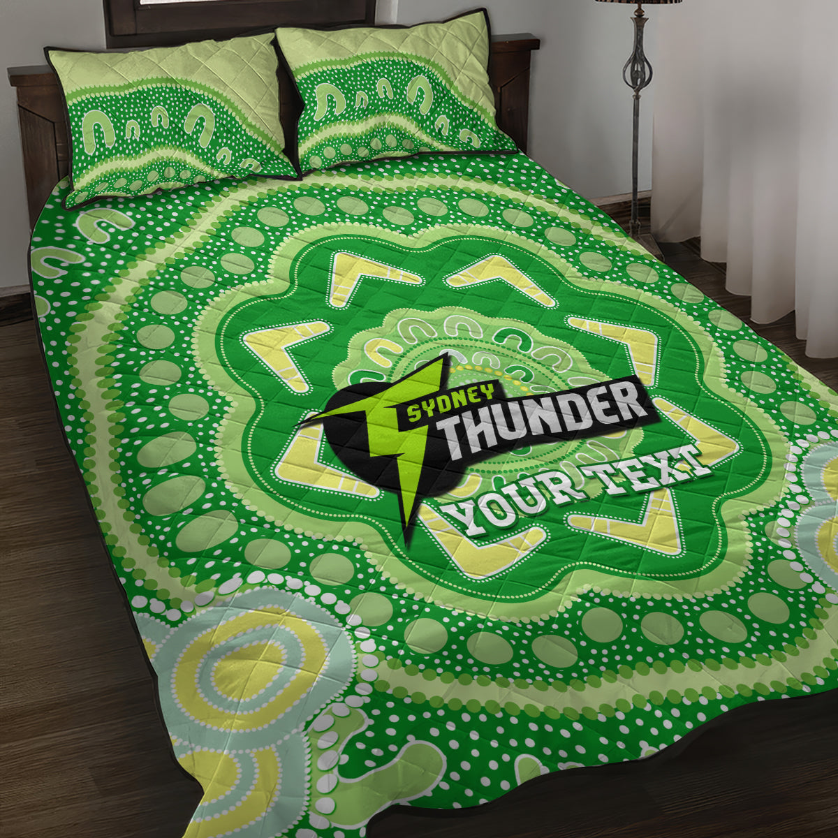 Custom BBL Thunder Cricket Quilt Bed Set 2024 Aboriginal Art