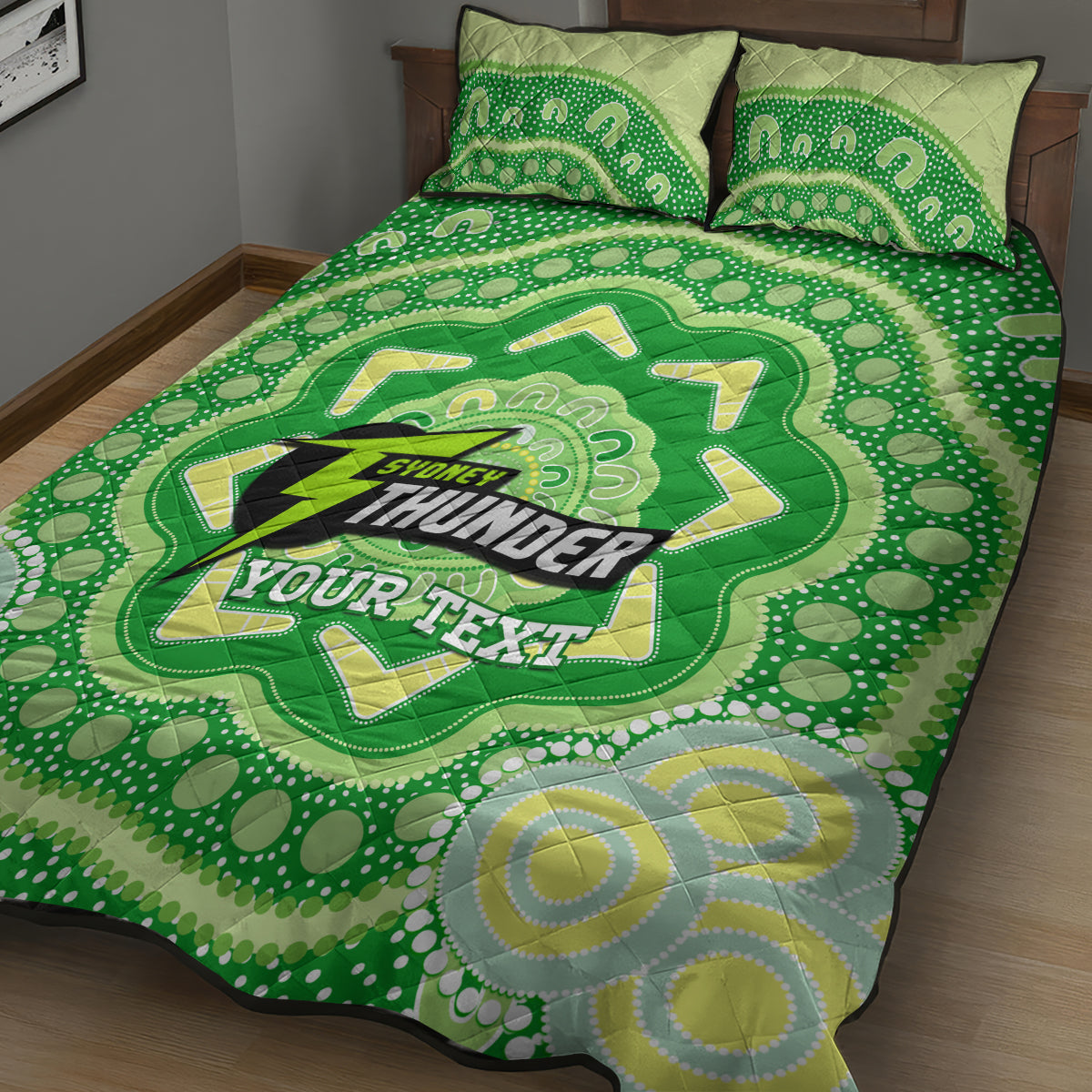 Custom BBL Thunder Cricket Quilt Bed Set 2024 Aboriginal Art