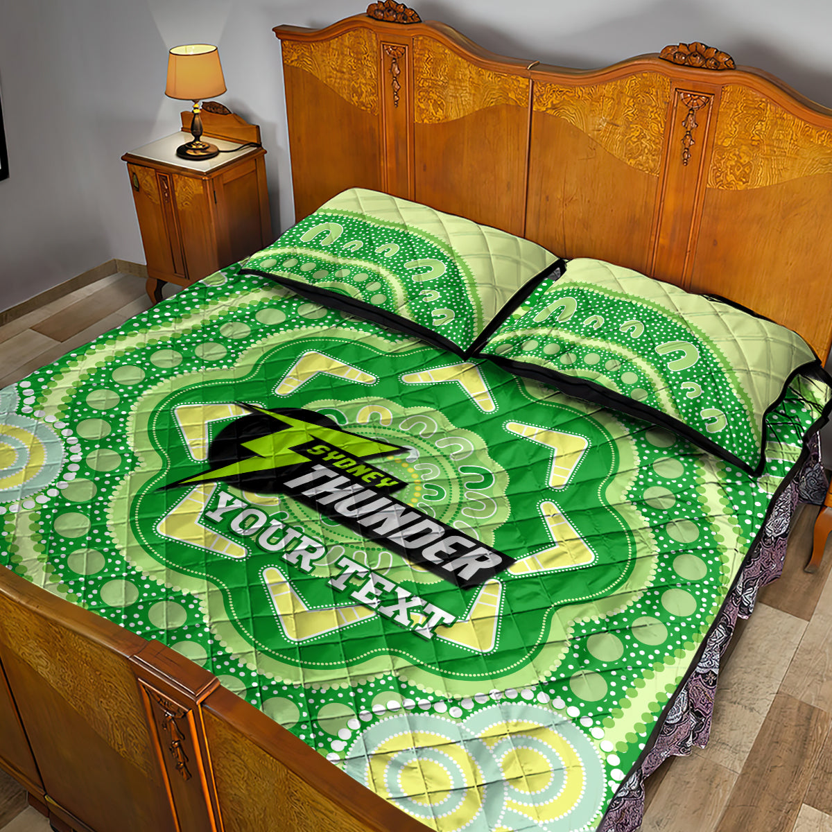 Custom BBL Thunder Cricket Quilt Bed Set 2024 Aboriginal Art