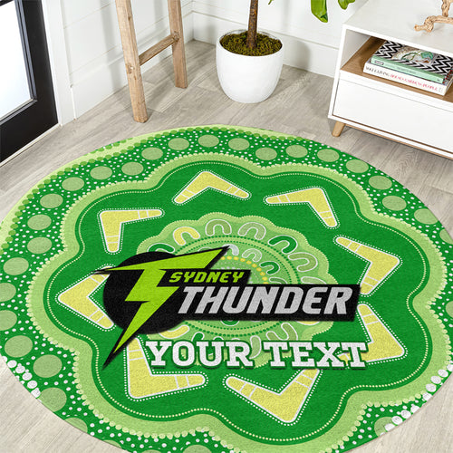 Custom BBL Thunder Cricket Round Carpet 2024 Aboriginal Art