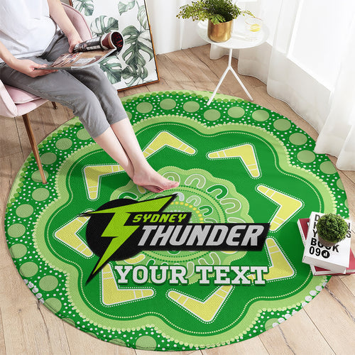 Custom BBL Thunder Cricket Round Carpet 2024 Aboriginal Art