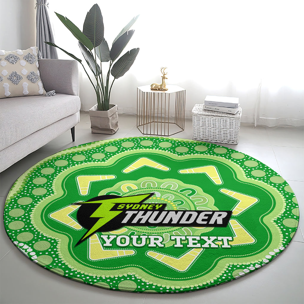 Custom BBL Thunder Cricket Round Carpet 2024 Aboriginal Art