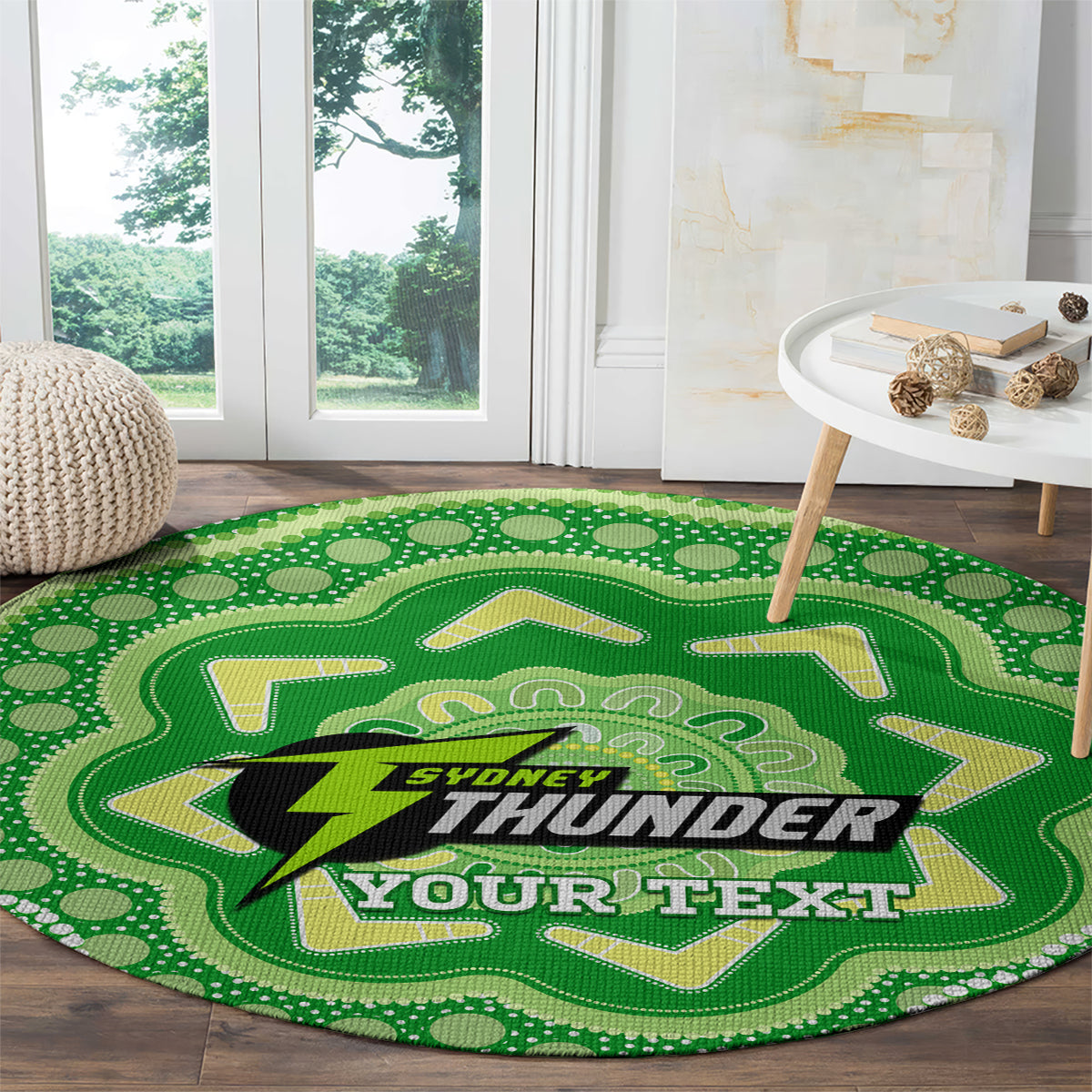 Custom BBL Thunder Cricket Round Carpet 2024 Aboriginal Art