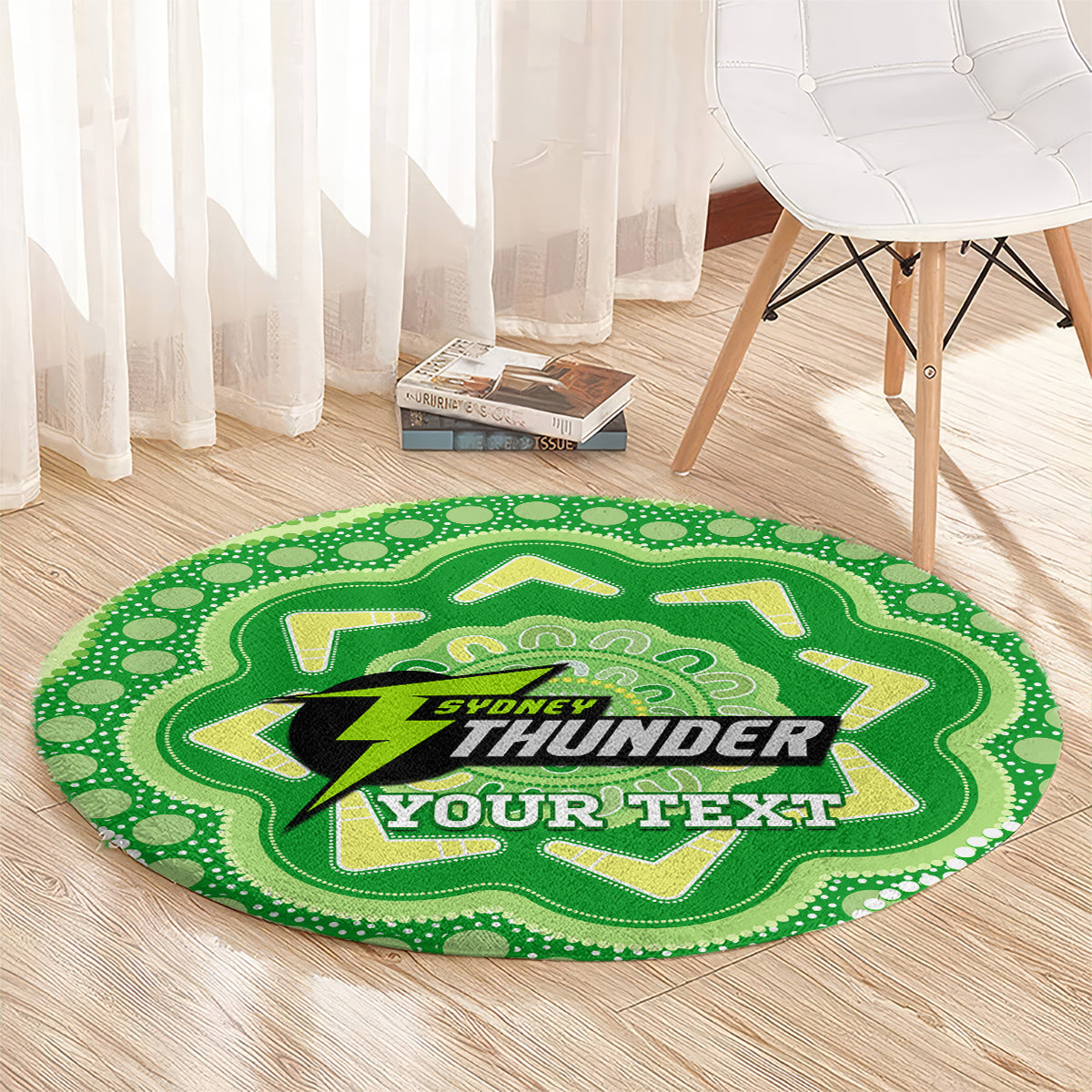 Custom BBL Thunder Cricket Round Carpet 2024 Aboriginal Art