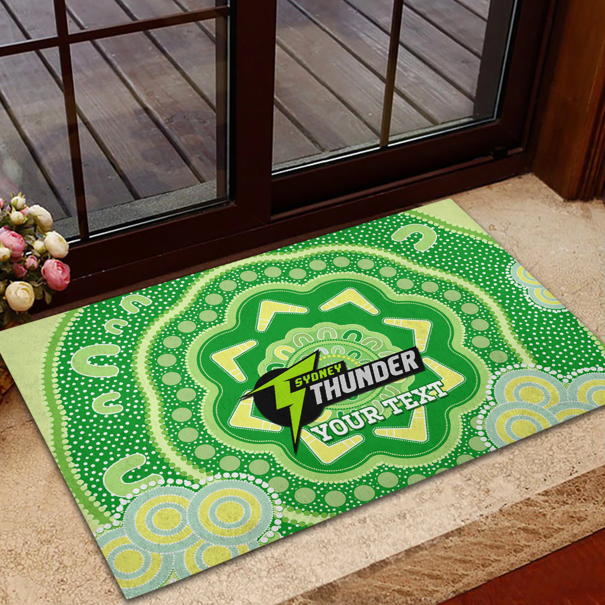 Custom BBL Thunder Cricket Rubber Doormat 2024 Aboriginal Art