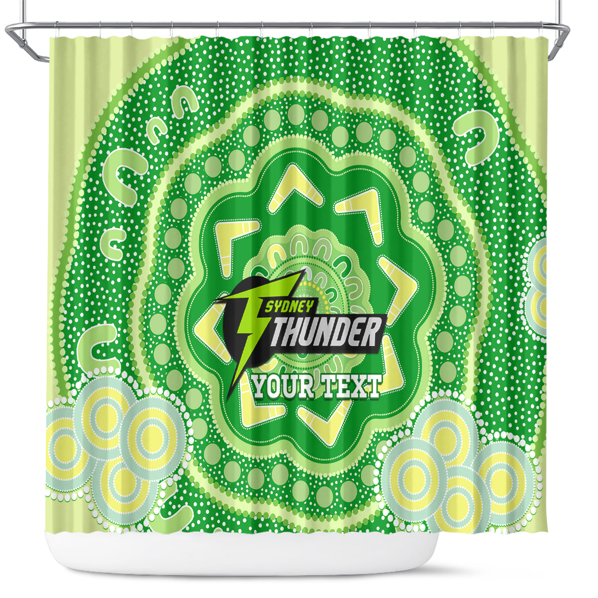 Custom BBL Thunder Cricket Shower Curtain 2024 Aboriginal Art