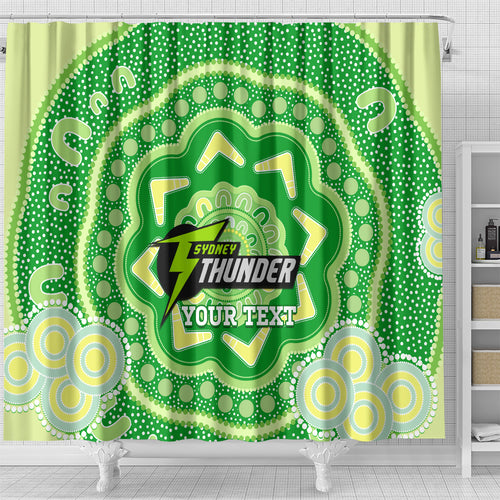 Custom BBL Thunder Cricket Shower Curtain 2024 Aboriginal Art