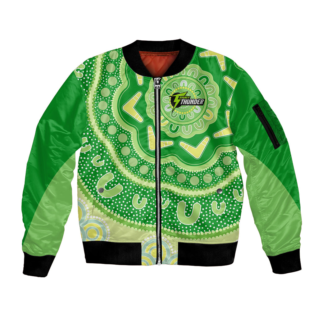 Custom BBL Thunder Cricket Sleeve Zip Bomber Jacket 2024 Aboriginal Art