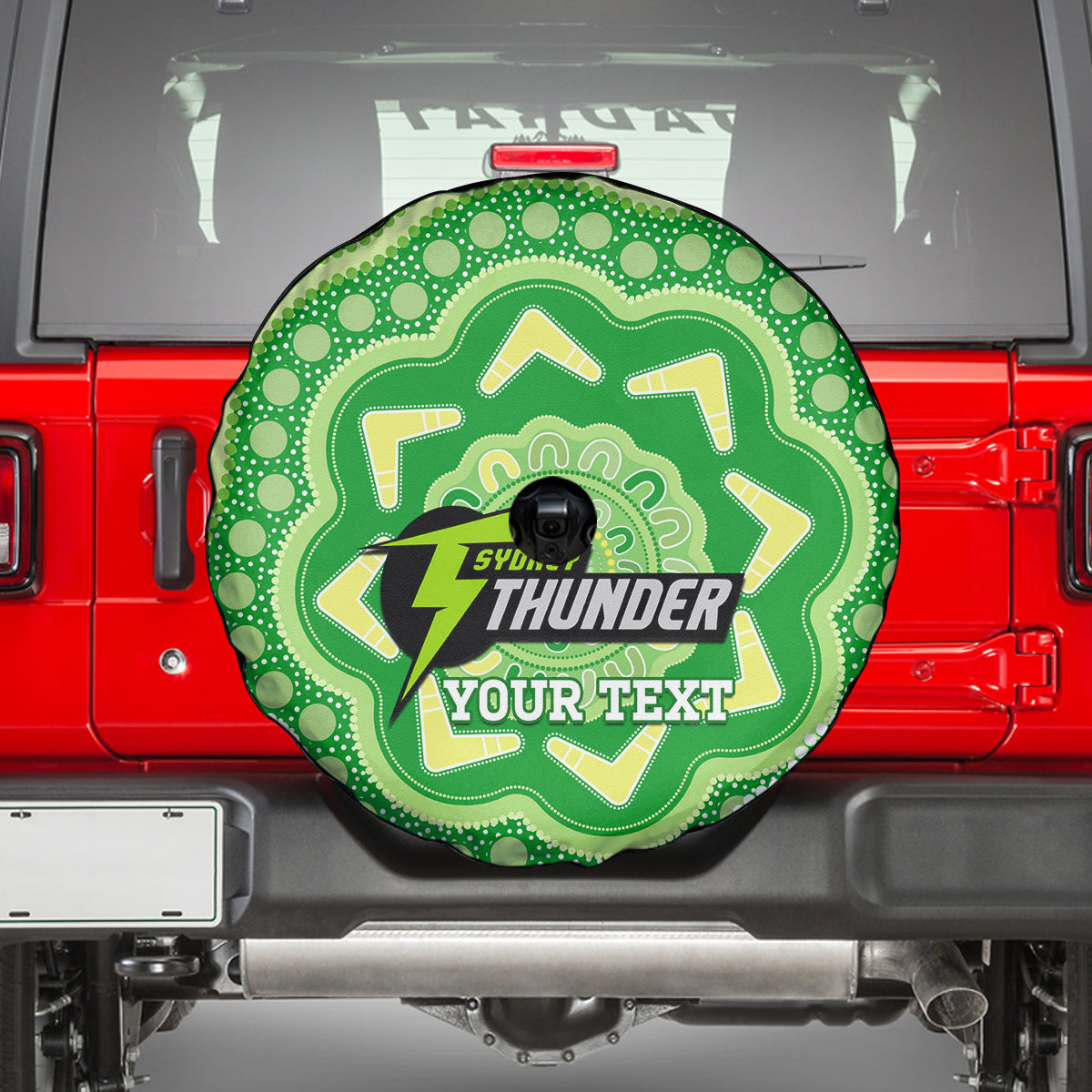 Custom BBL Thunder Cricket Spare Tire Cover 2024 Aboriginal Art