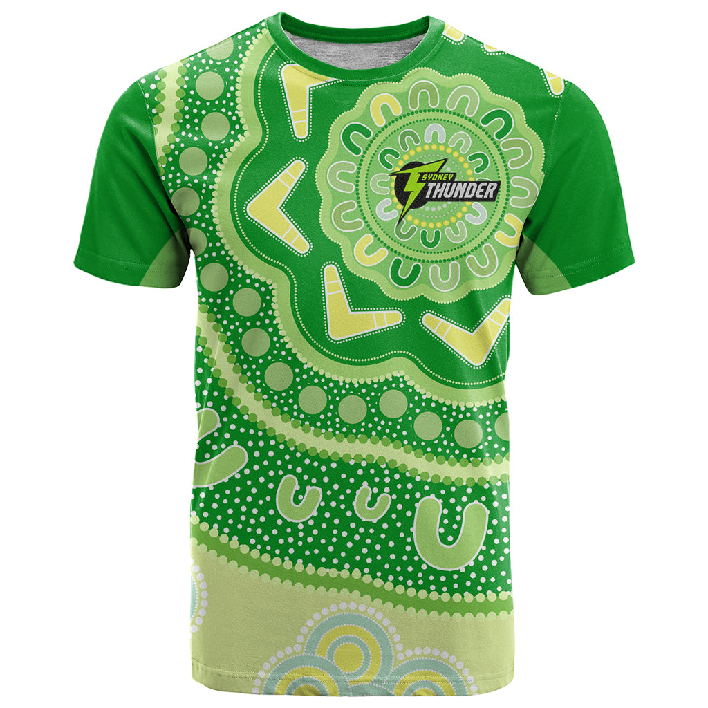 Custom BBL Thunder Cricket T Shirt 2024 Aboriginal Art