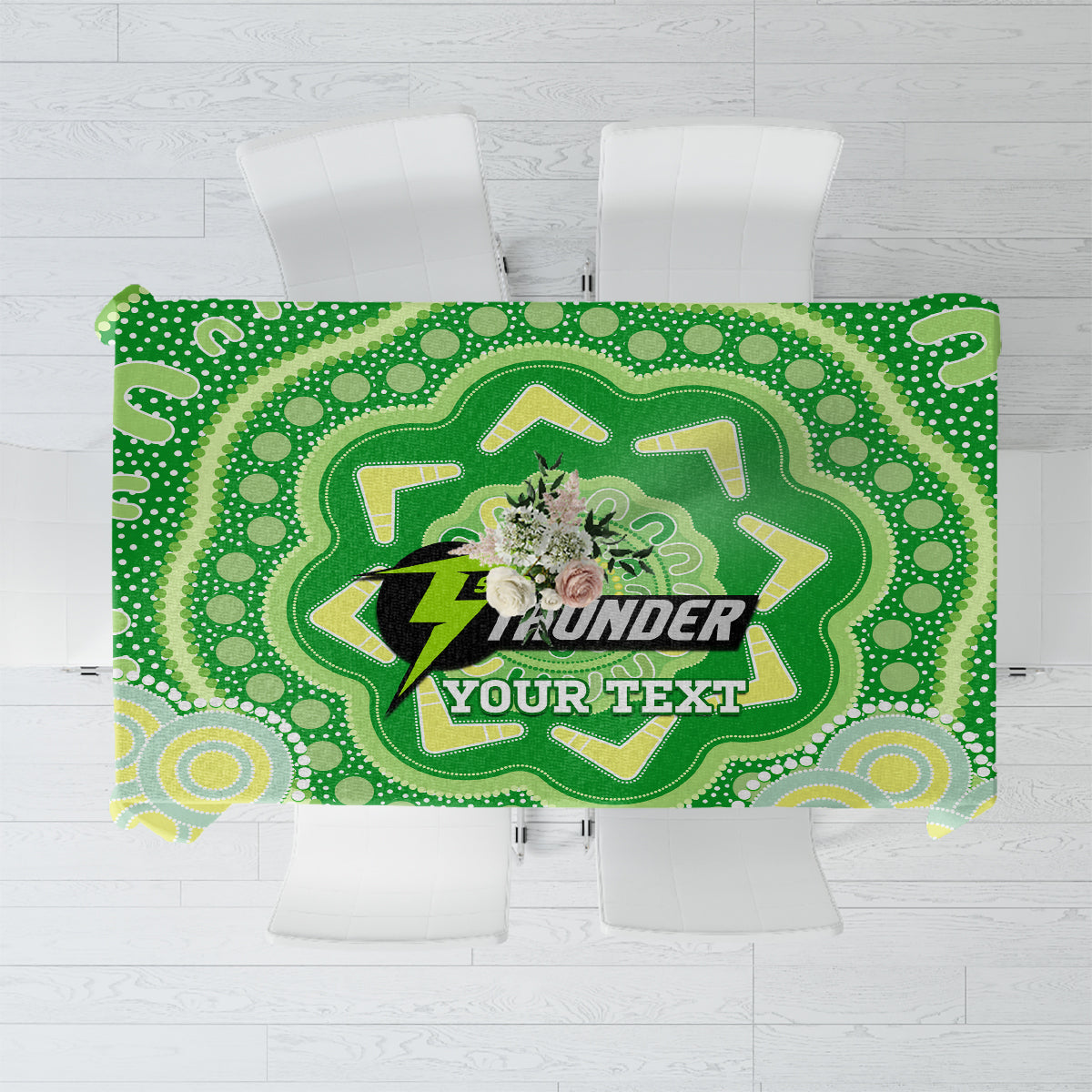 Custom BBL Thunder Cricket Tablecloth 2024 Aboriginal Art