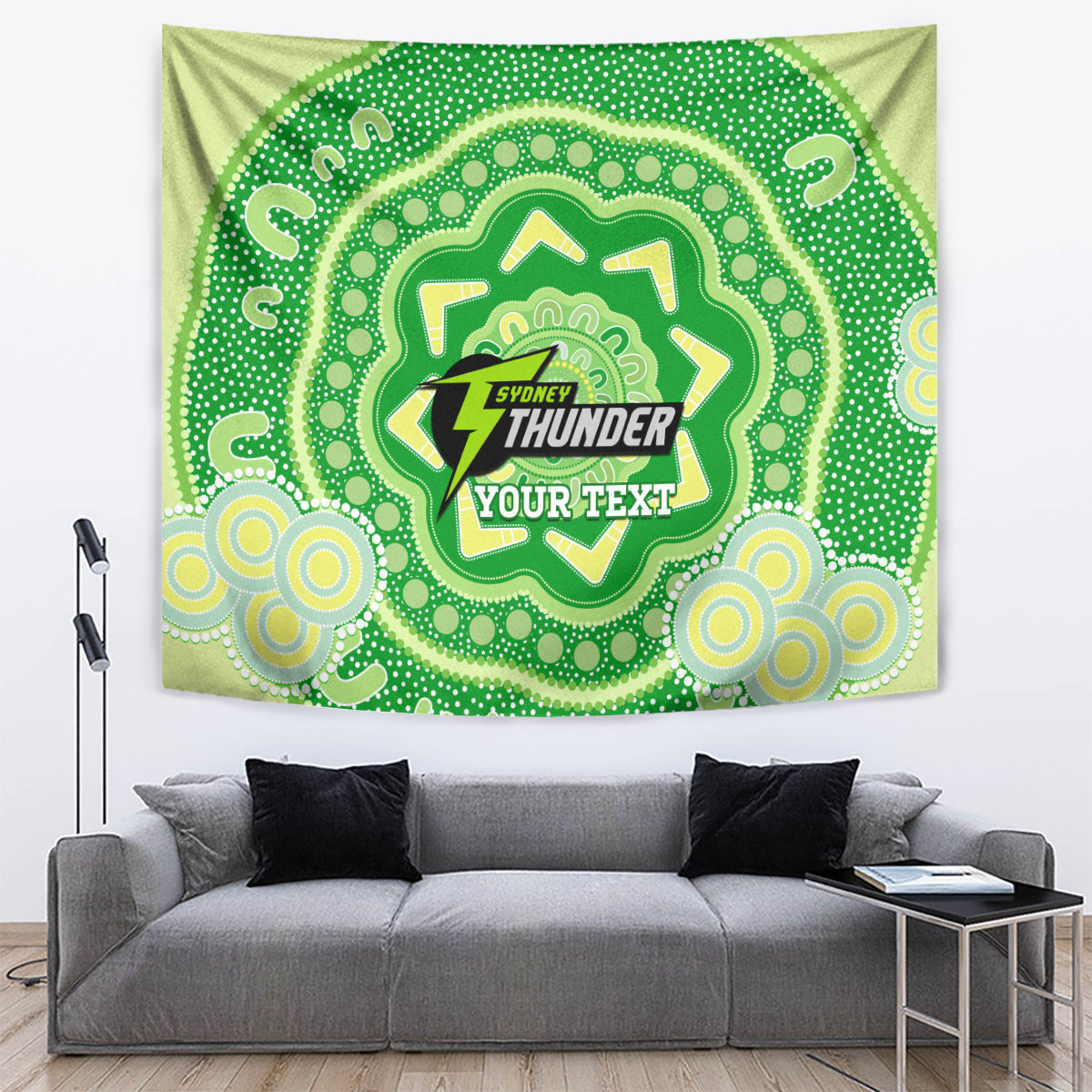 Custom BBL Thunder Cricket Tapestry 2024 Aboriginal Art