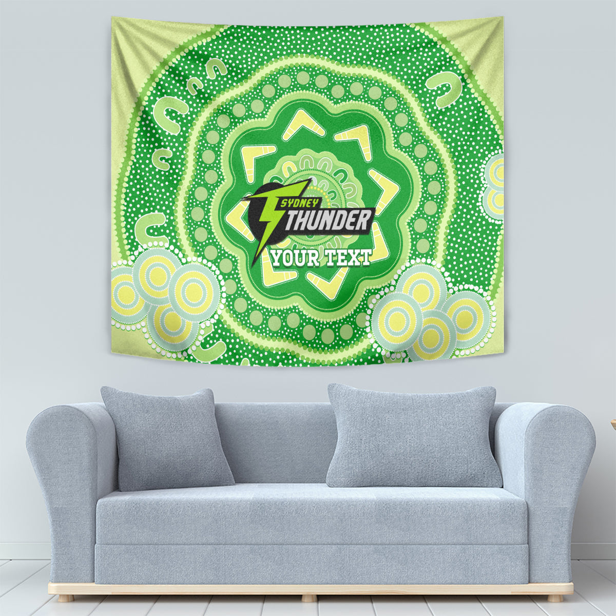 Custom BBL Thunder Cricket Tapestry 2024 Aboriginal Art
