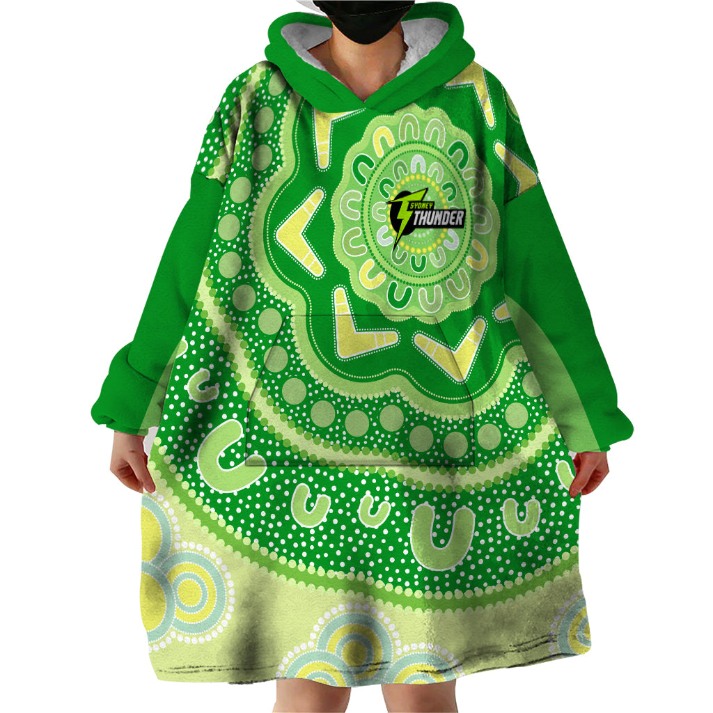 Custom BBL Thunder Cricket Wearable Blanket Hoodie 2024 Aboriginal Art