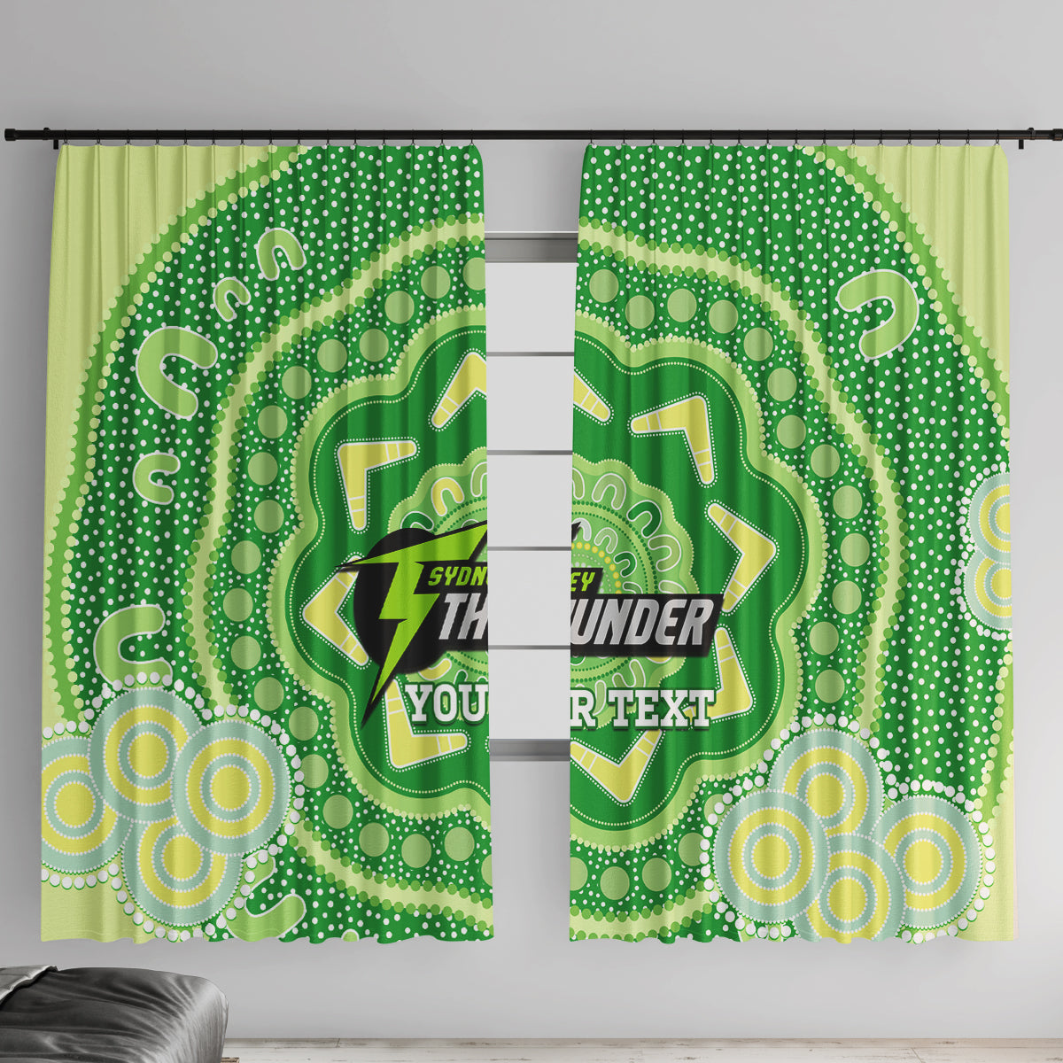 Custom BBL Thunder Cricket Window Curtain 2024 Aboriginal Art