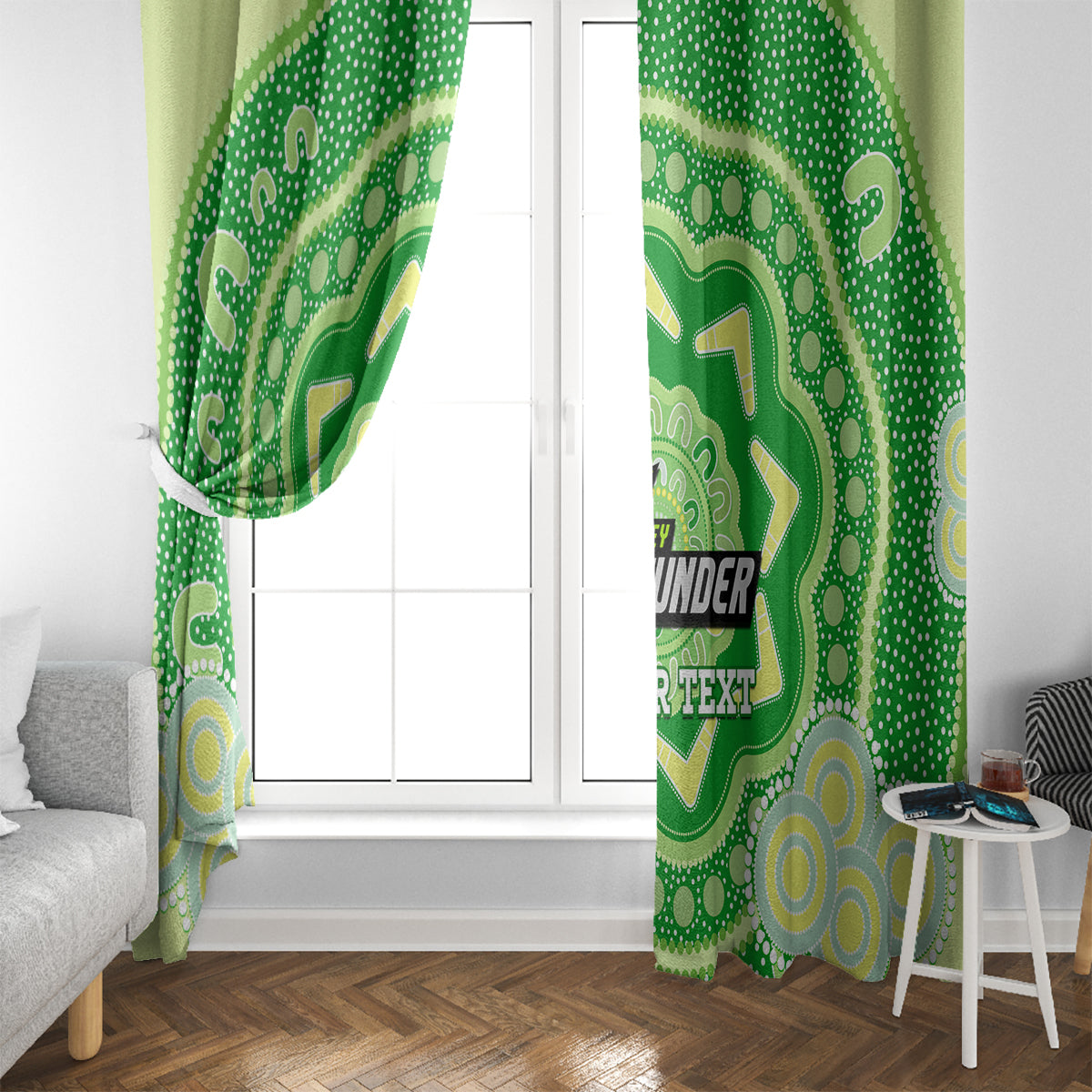 Custom BBL Thunder Cricket Window Curtain 2024 Aboriginal Art