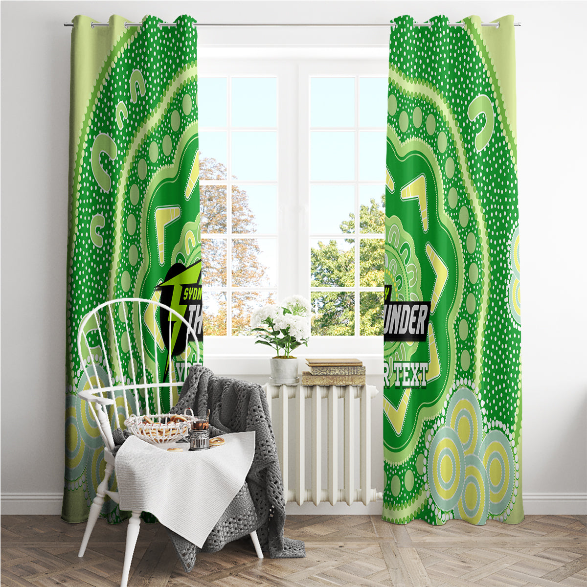 Custom BBL Thunder Cricket Window Curtain 2024 Aboriginal Art