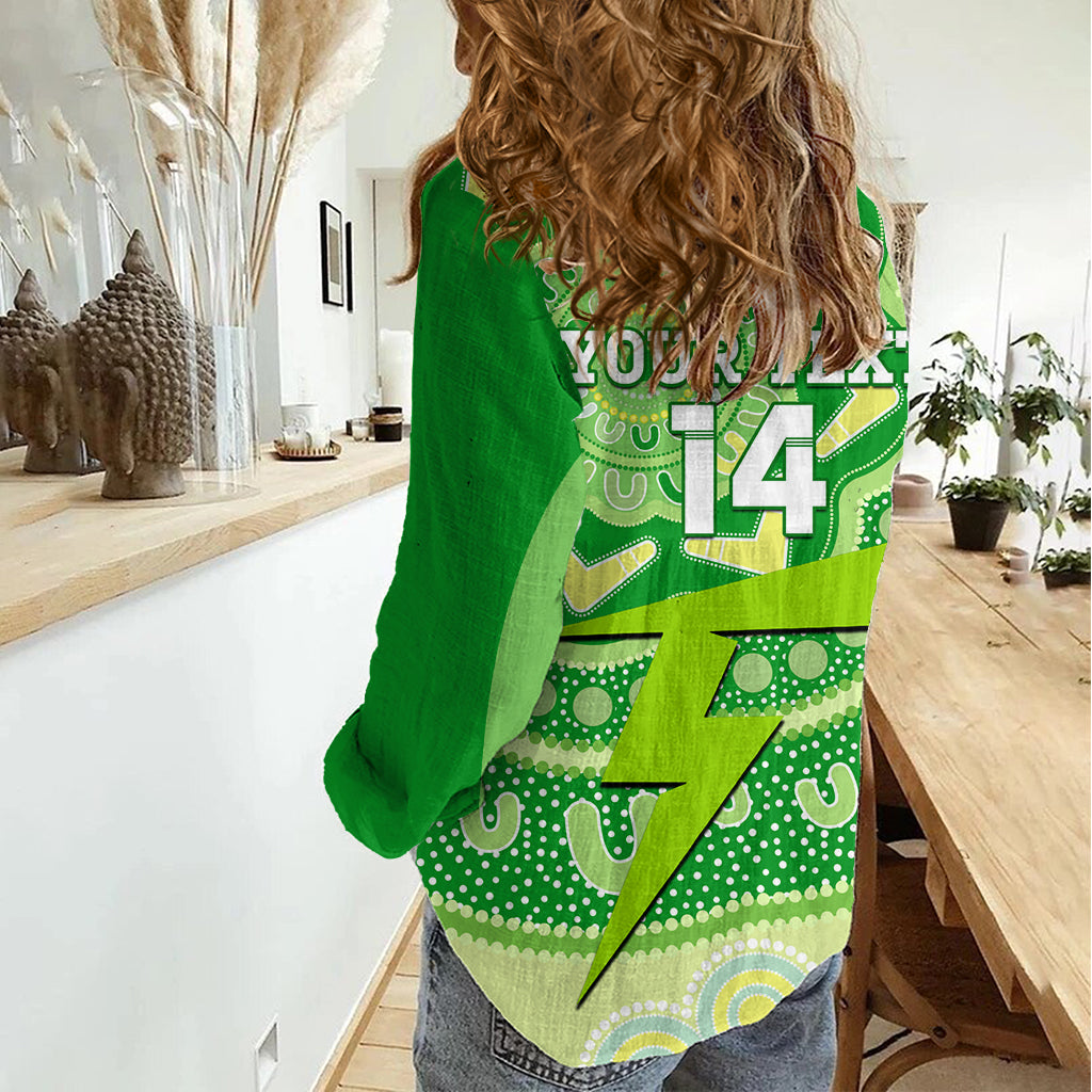 Custom BBL Thunder Cricket Women Casual Shirt 2024 Aboriginal Art