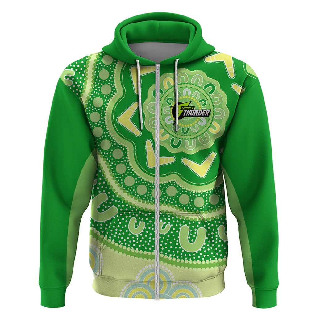 Custom BBL Thunder Cricket Zip Hoodie 2024 Aboriginal Art