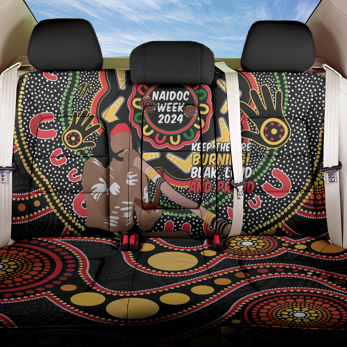 Australia Didgeridoo NAIDOC Week 2024 Back Car Seat Cover Keep The Fire Burning Blak Loud and Proud