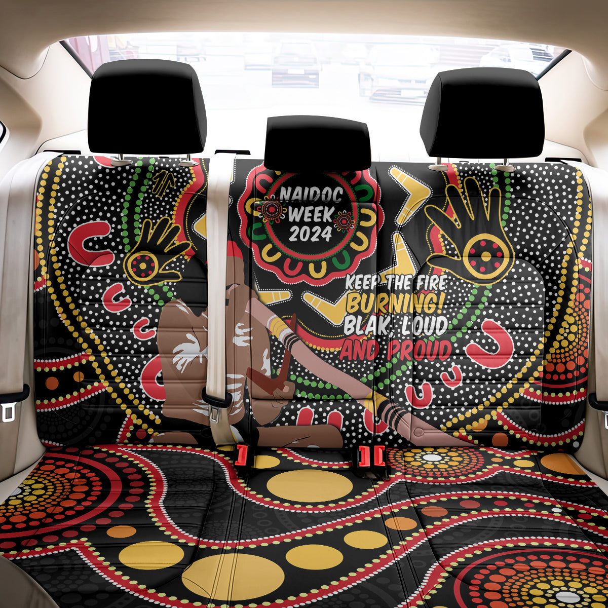 Australia Didgeridoo NAIDOC Week 2024 Back Car Seat Cover Keep The Fire Burning Blak Loud and Proud