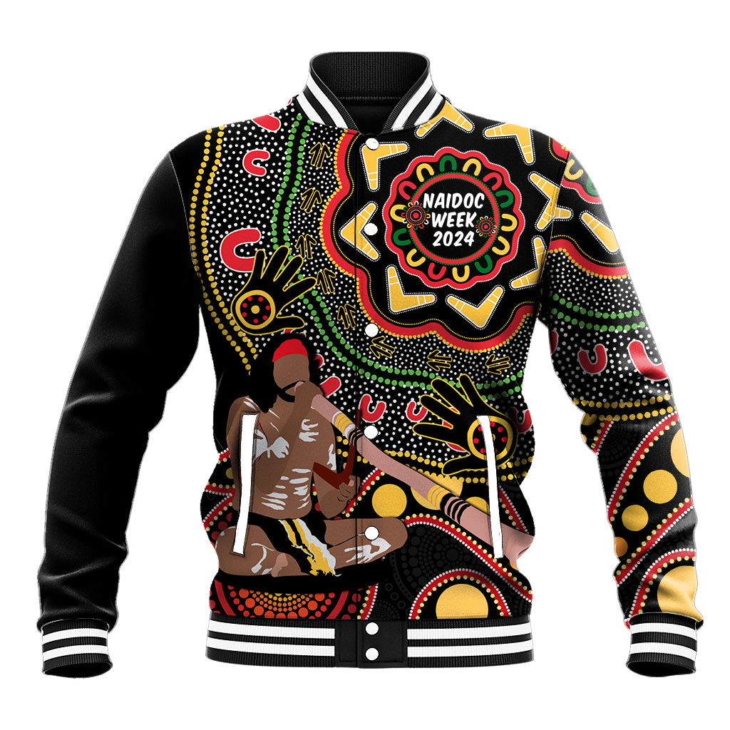 Australia Didgeridoo NAIDOC Week 2024 Baseball Jacket Keep The Fire Burning Blak Loud and Proud