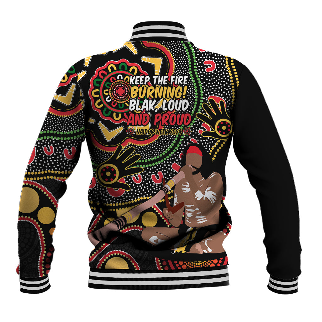 Australia Didgeridoo NAIDOC Week 2024 Baseball Jacket Keep The Fire Burning Blak Loud and Proud