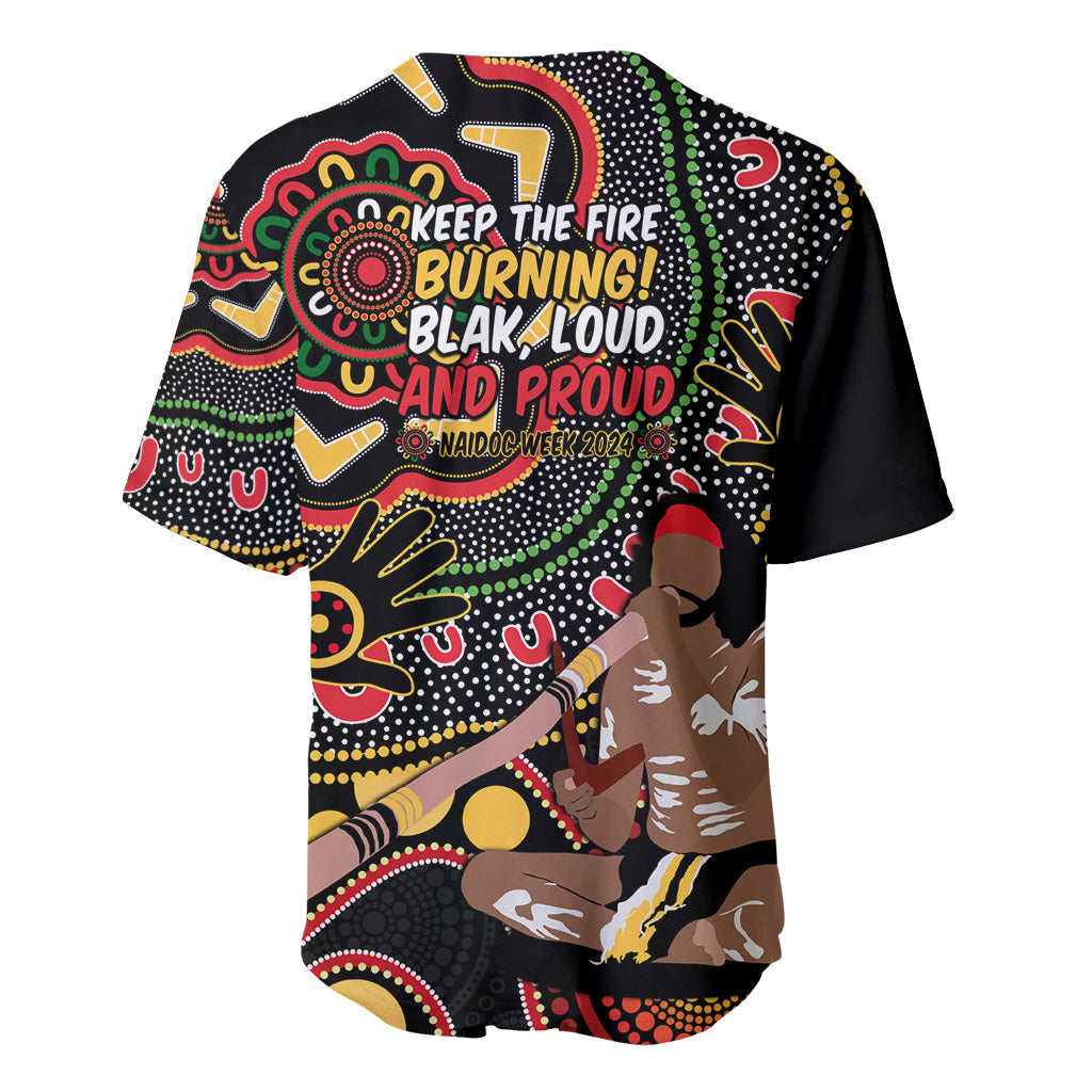 Australia Didgeridoo NAIDOC Week 2024 Baseball Jersey Keep The Fire Burning Blak Loud and Proud