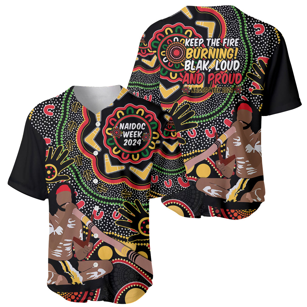 Australia Didgeridoo NAIDOC Week 2024 Baseball Jersey Keep The Fire Burning Blak Loud and Proud