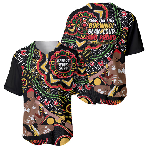 Australia Didgeridoo NAIDOC Week 2024 Baseball Jersey Keep The Fire Burning Blak Loud and Proud