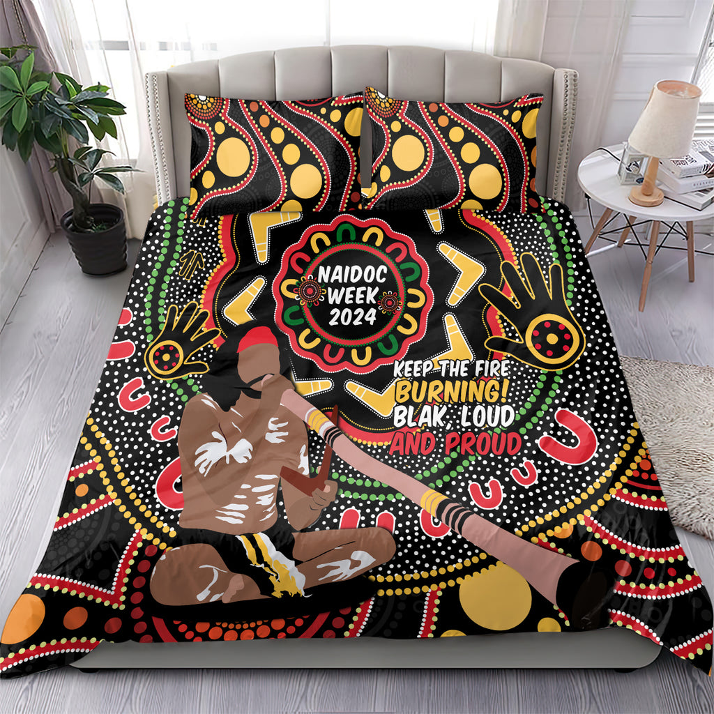 Australia Didgeridoo NAIDOC Week 2024 Bedding Set Keep The Fire Burning Blak Loud and Proud