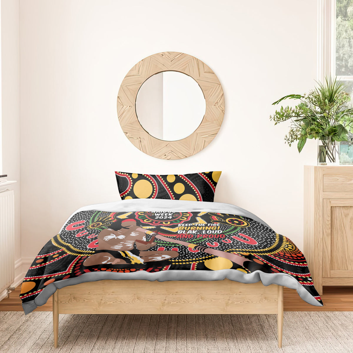 Australia Didgeridoo NAIDOC Week 2024 Bedding Set Keep The Fire Burning Blak Loud and Proud